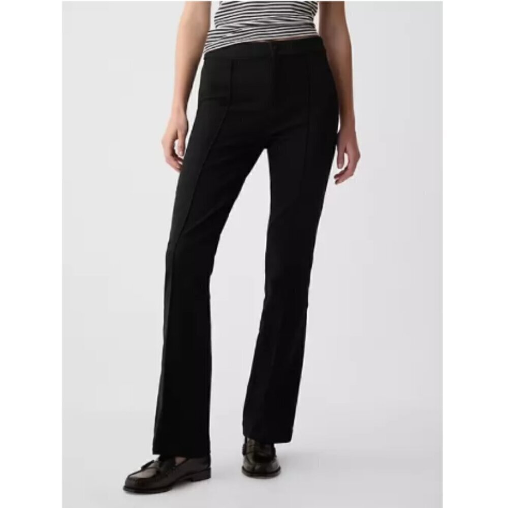 GAP High Rise Flare Pintuck Pleated Pants Black Stretch 6 PETITE NWT RT$80 - Picture 3 of 13